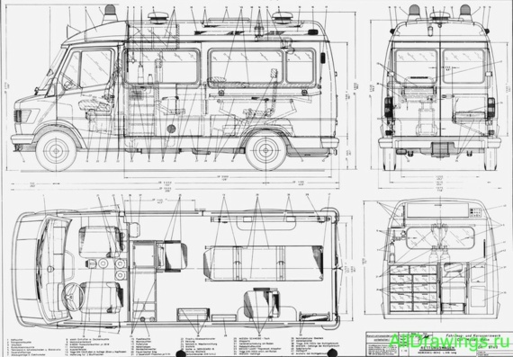 Miesen Mercedes-Benz L308 (ambulance) truck drawings (figures)